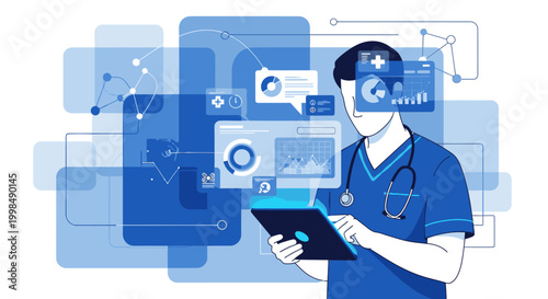 Doctor with virtual reality headset.