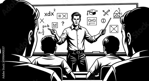 Man teaching a class lesson plan.