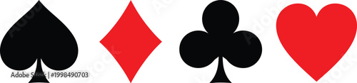 Four playing card suits spades diamonds clubs and hearts