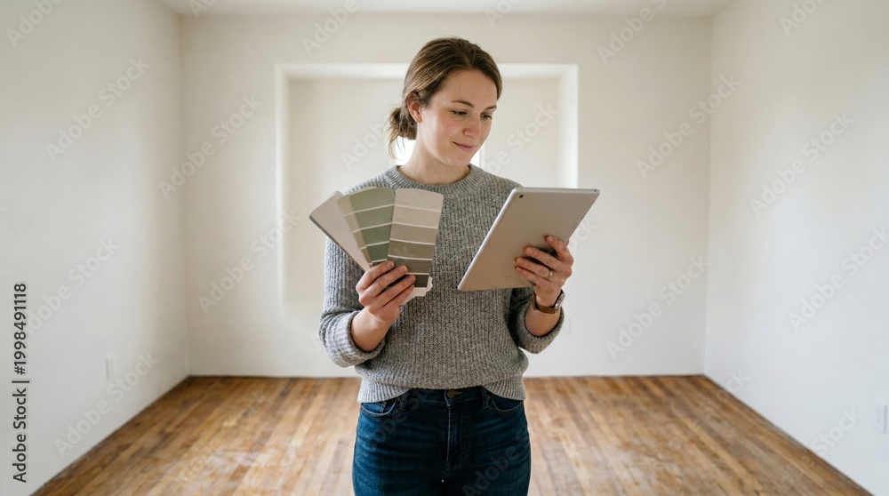 Obraz premium Homeowner planning renovation in empty room