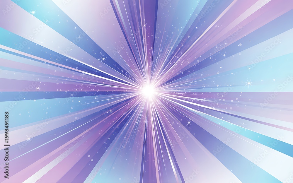 Obraz premium Abstract background with bright light rays and sparkling particles in soft purple and blue color palette design