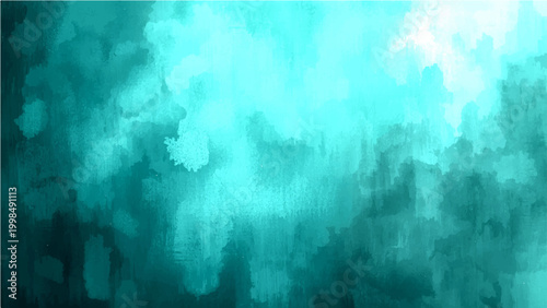 Vector Abstract turquoise watercolor wash, evoking feeling of serenity, blending hues of blue and green, simulating depths of sea, portraying a ethereal, artistic composition.