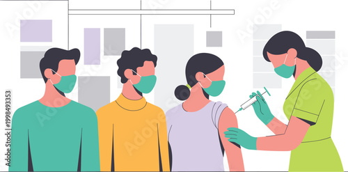 people getting vaccinated vector illustration
