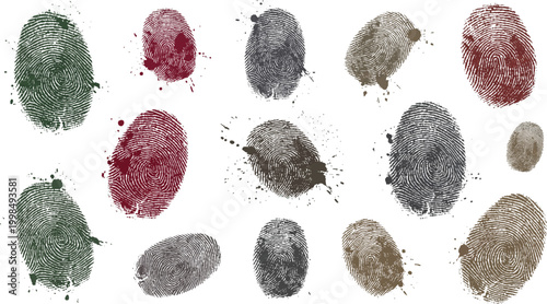 Grunge stamp collection diverse fingerprint textures for distressed design elements