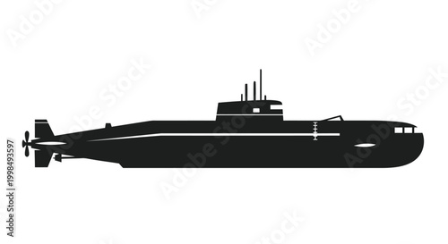 Black silhouette of a submarine.