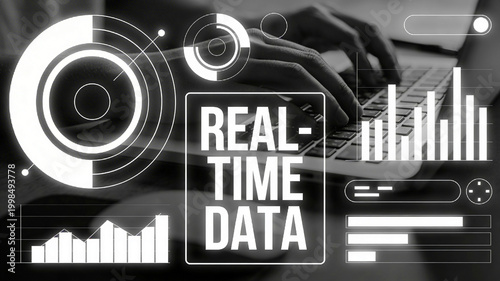 Hands typing on a laptop computer displaying complex financial graphs and digital analytics information to optimize business performance in a modern digital environment