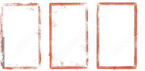 Grunge stamp textures three distressed rectangular frames for design elements