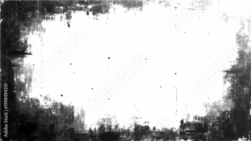 Abstract Vector Grunge style frame border with dark stains and vignette effect with empty blank space in center.