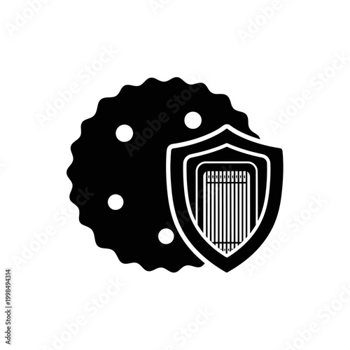 Cookie Security Shield Icon for Data Protection.