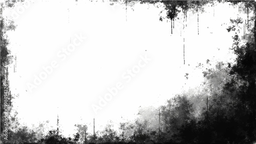 Foto Abstract Vector grungy monochrome texture artistic frame with black watercolor spotty splattered background and unique grainy border