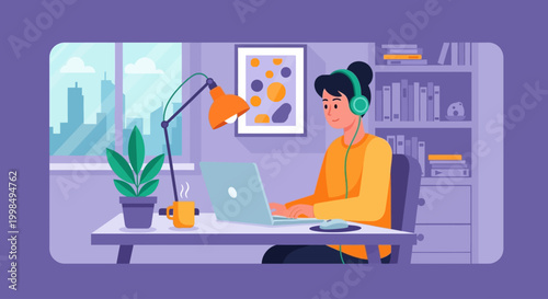 business woman working in office