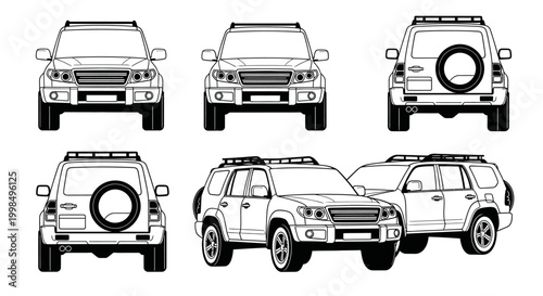 Detailed views of a SUV vehicle.