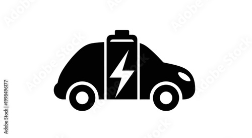 Electric car with battery symbol.