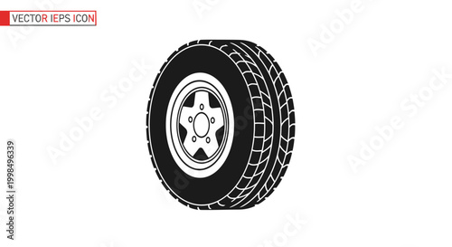 Tire with silver rim and spokes.