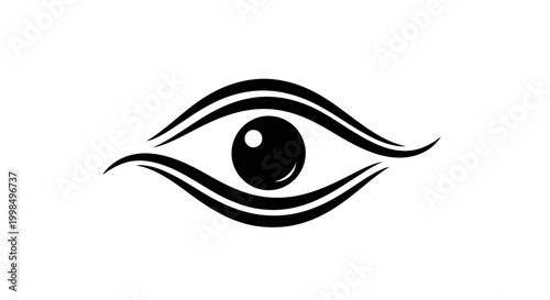 An eye vector illustration featuring a human iris icon and eyelash design for a beauty logo or vision symbol