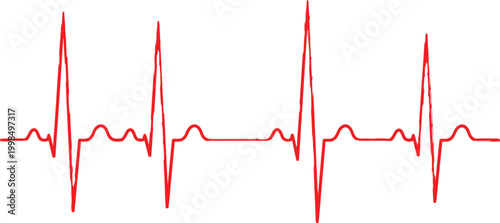 Red heart beat line Vector