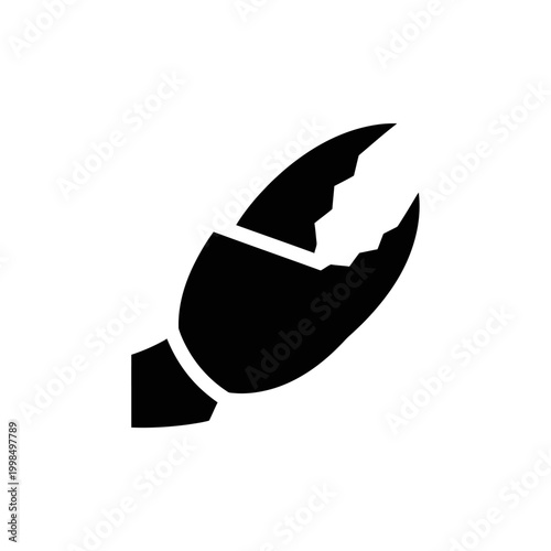 Crab Claw Silhouette - Seafood and Marine Life Icon.