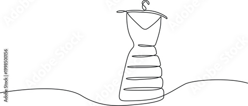 Minimalist dress form with hanger on wavy line Vector