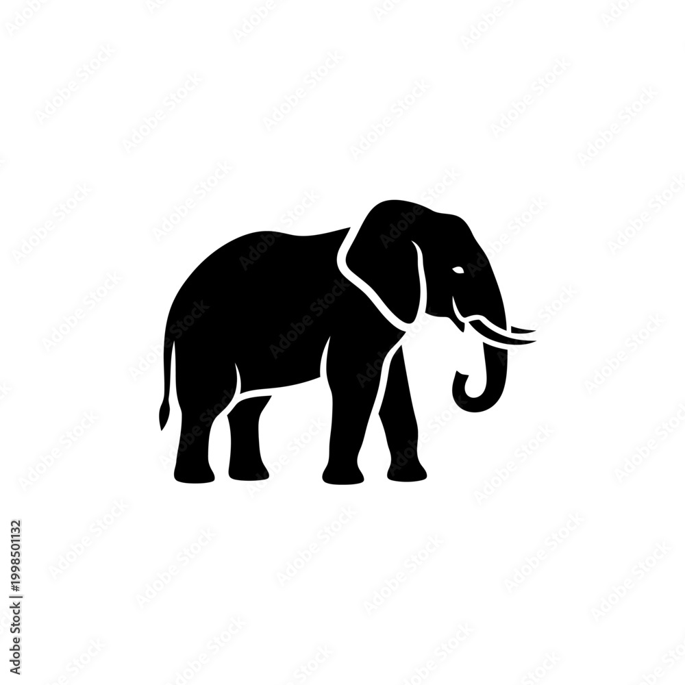 Fototapeta premium Elegant Silhouette of a Majestic African Elephant.