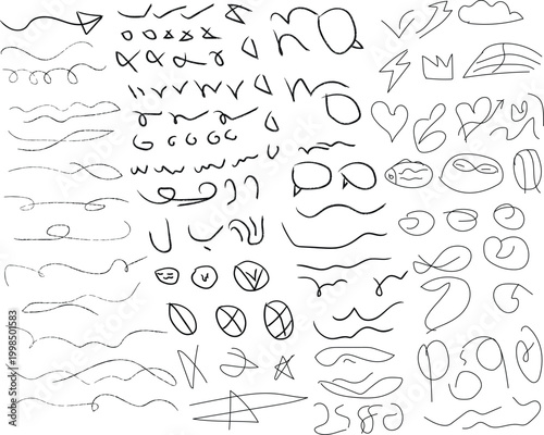 hand drawn doodle brush design black
