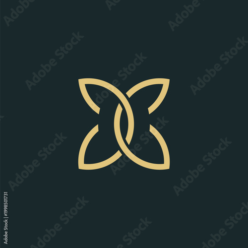 Photos Abstract Golden Interlocking Shapes Logo Design.