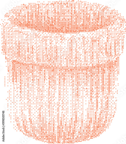 Orange Textured Planter isolated on white background in soft studio light