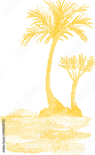Palm trees in a desert landscape with sandy dunes during daylight