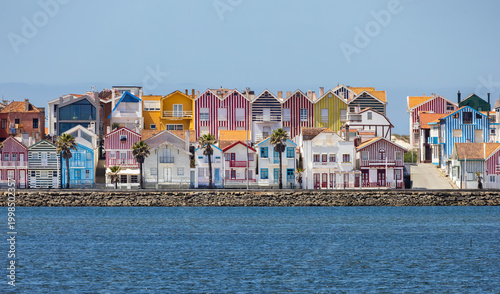 Colorful houses on the beach of Costa Nova, Aveiro 