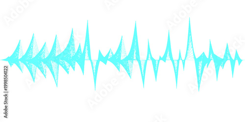 Abstract vector illustration of a green wave background featuring a digital sound equalizer and medical cardiogram frequency pulse line for technology or healthcare design