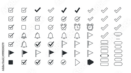 Checklist Icon Set: A comprehensive collection of meticulously crafted checklist icons, encompassing various design styles and thematic elements for diverse applications. 