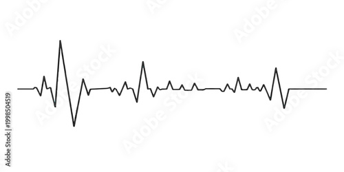 A vector illustration depicts a medical heart with a pulsing electrocardiogram wave line on a digital monitor graph to represent a healthy life rate and cardiology technology