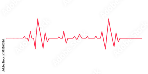 A red heart beat cardiogram displays a healthy pulse rate on a green medical EKG monitor line in this cardiology technology illustration