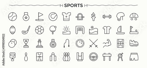 Sports icon set. Competition line icons with editable stroke. Perfect for logos and infographic. Athletics icon. Editable vector.