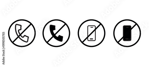No Phone icon. Stop ring icon. mobile silent zone icon, no mobile phone symbol. stop phone sign png and vector illustration on transparent background.