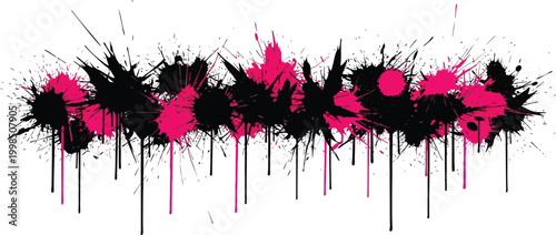 Abstract expressionism a dynamic pink and black splatter composition