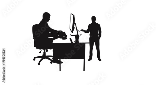 black workers graphic office desk illustration business professional