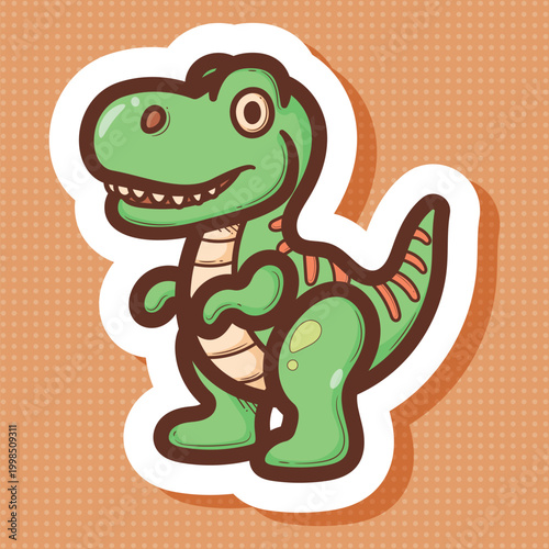 Cute cartoon green dinosaur