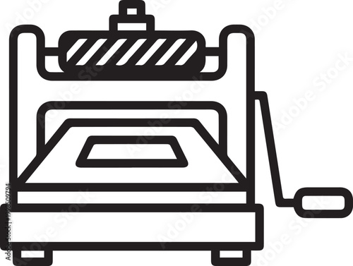 Hand-Operated Platen Press with Inked Roller Vector Icon – Essential Typography & Printing Symbol for Designers, Publishers, and Print Shops Showcasing Traditional Letterpress, Offset