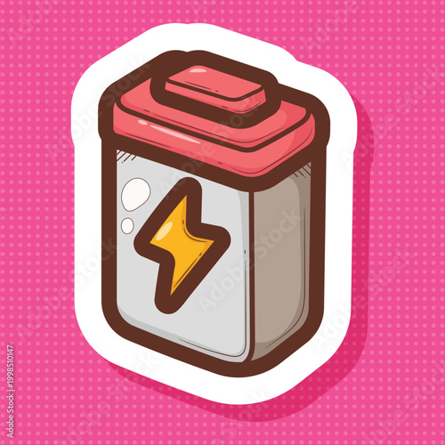 Cute cartoon battery vector illustration