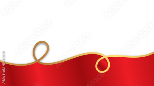 Elegant golden wavy line divider on vibrant red and white background