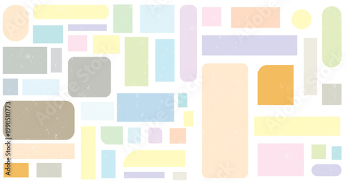 Minimalist composition of colorful rounded rectangles and squares. Abstract geometric shapes background with pastel colors. Decorative abstract background. 