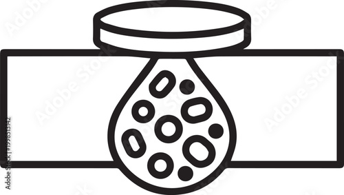 High-resolution vector icon of a microscope slide showing stained blood cells under oil immersion microscopy for medical education, laboratory documentation, pathology reports, scientific