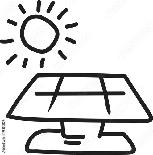 Solar Panel Cell and Sun Energy Logo
