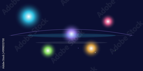 Solar system planets with orbits and sun vector illustration Vector