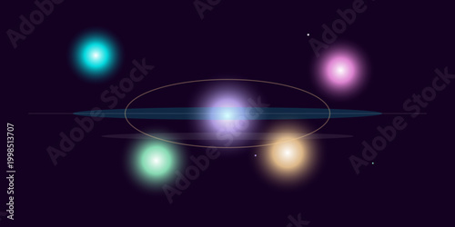 Abstract colorful glowing light particles in dark background vector illustration Vector