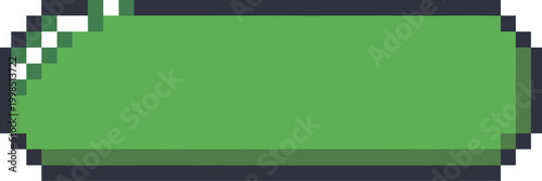 Pixel Art Green Button or Label with Dark Grey Base on White Background retro vintage