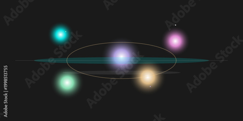 Abstract glowing energy waves in dark space with neon lights Vector