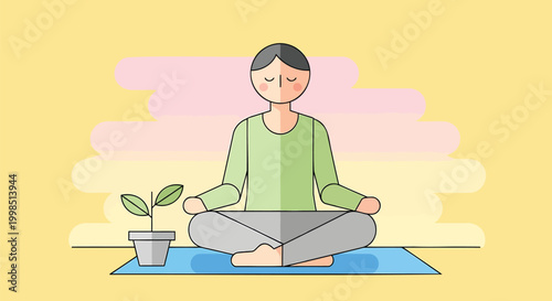Meditating woman, yoga practice, mindfulness concept, green outfit, indoor serenity
