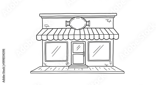 Hand drawn sketch of a small retail shop storefront.