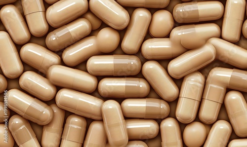 Background of Many Beige Medical Capsules